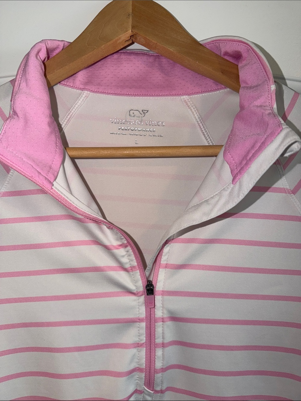 Vineyard Vines White and Light Pink Striped Half-Zip Pullover - Picture 2 of 7